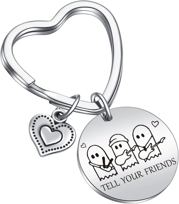 Wholesale Halloween Music Ghost Stainless Steel Keychain Online Hot Sale