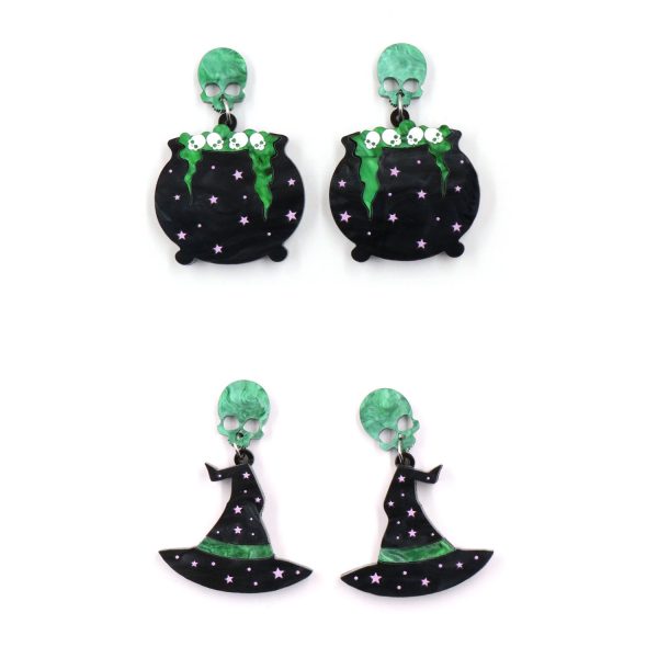 Wholesale 5pairs pack Witch Hats Halloween Acrylic Earrings Cheap