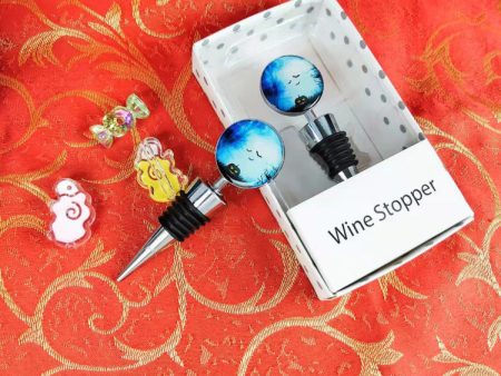 Wholesale Halloween Small Round Mirror Silicone Wine Bottle Stopper Gift Box Sale