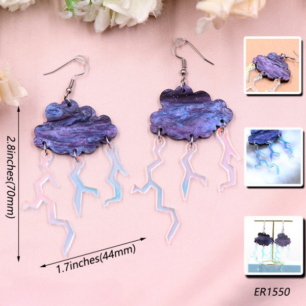 Wholesale 5pairs pack Cloud Lightning Cute Girl Acrylic Earrings For Cheap