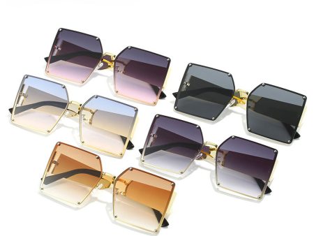 Wholesale Metal Large Square Frame Rivet PC Sunglasses Online now