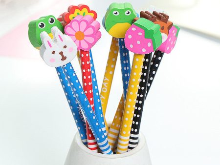 Wholesale Cartoon Eraser HB Wooden Pencil Supply