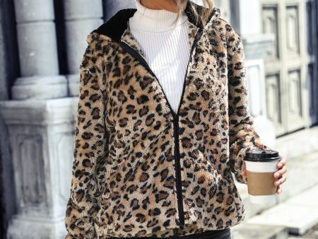 Wholesale Autumn and Winter Women s Hooded Long-sleeved Leopard Print Mid-length Double-sided Velvet Loose Casual Jacket Online Hot Sale