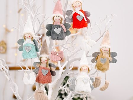 Wholesale Christmas Decoration New Plush Love Angel Pendant Small Tree Charm Children Cute Plush Doll For Cheap