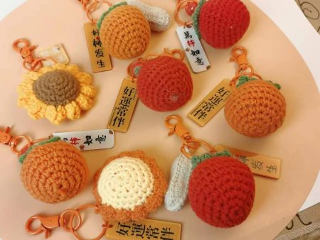 Wholesale 2pcs Knitted Persimmon Peanuts Plush Keychain Supply