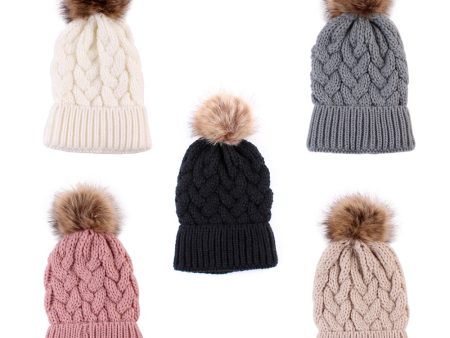 Wholesale hemp flower knitted pullover ladies hat autumn and winter thick fur ball adult hat Hot on Sale