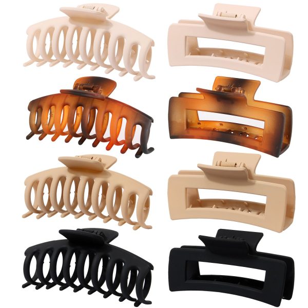 Wholesale 8PCS Seamless Frosted Rectangular Resin Hair Clips on Sale