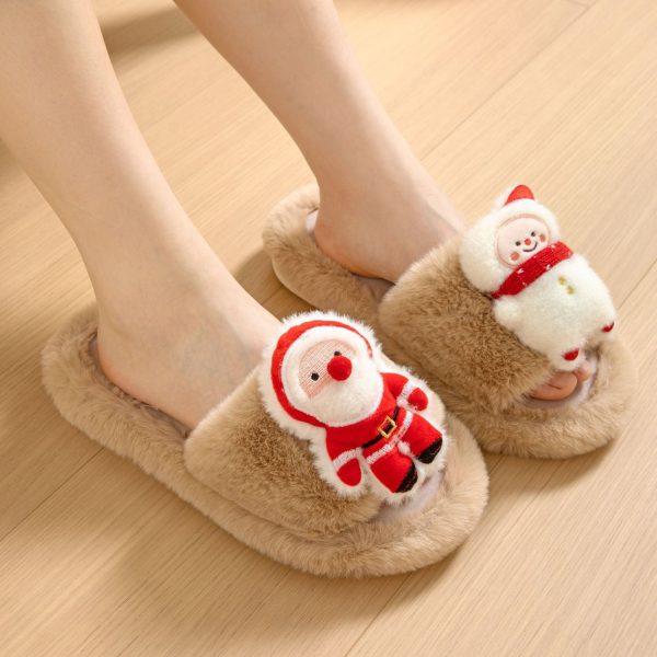 Wholesale 20pcs Santa Open Cotton Plush Thermal Slippers Online