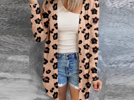 Wholesale Autumn Spandex New Leopard Print Long Sleeved Cardigan Casual Warm Knit For Cheap