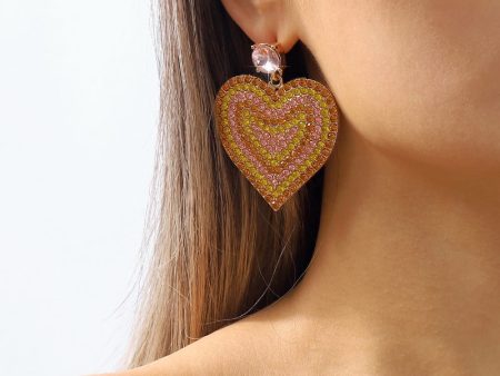 Wholesale Vintage Creative Heart Shaped Rhinestone Earrings For Cheap