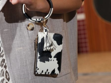 Wholesale Zebra Print Leather Tassel Bracelet Keychain For Sale