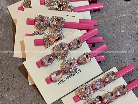 Wholesale Pink Love Rhinestone Hair Clips Cheap