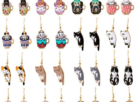 Wholesale Cartoon Cute Kitten Alloy Earrings Cheap