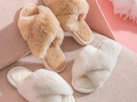 Wholesale Winter New Cross Strap Plush Slippers Online now