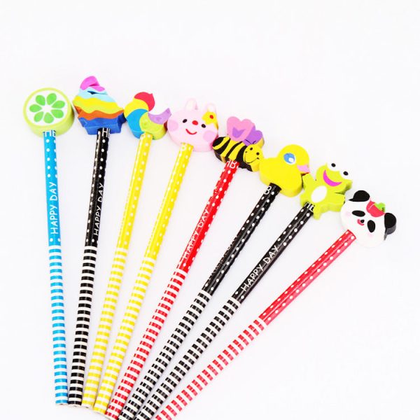 Wholesale Cute Cartoon Animal Eraser Wooden Pencil For Sale