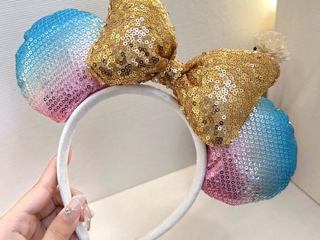 Wholesale Amusement Park SequinsMickey Bows Funny and Cute Plastic Headband Online Sale