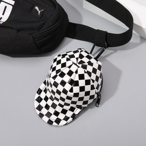 Wholesale Checkerboard Baseball Cap Headphone Bag and Wallet PU Keychain Online now