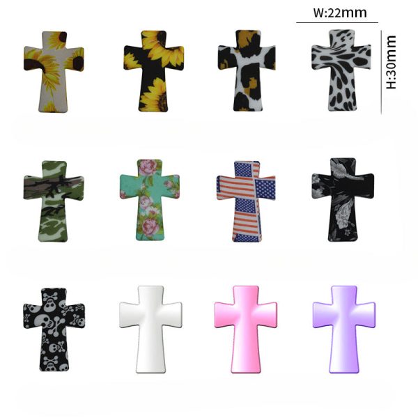 Wholesale 100PCS Cross Halloween Printing Adhesive Silicone Beads For Cheap