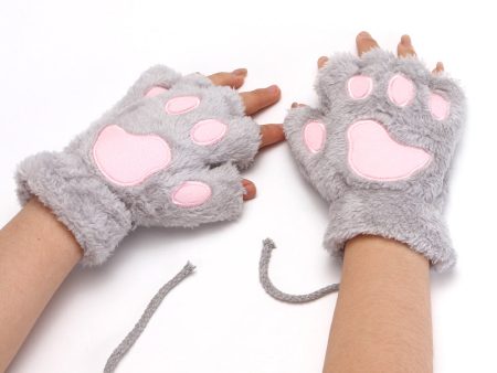 Wholesale Cat Claw Plush Thickened Polyester Glove For Cheap