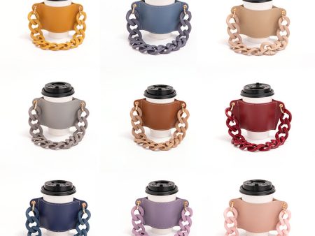 Wholesale PU Leather Anti-scald Heat Insulation Detachable Chain Cup Sleeve Online Sale