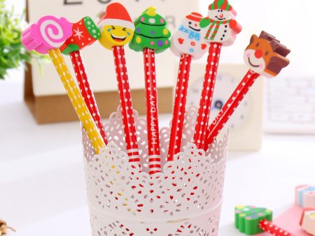 Wholesale Cartoon Christmas Wooden Pencil with Eraser Online