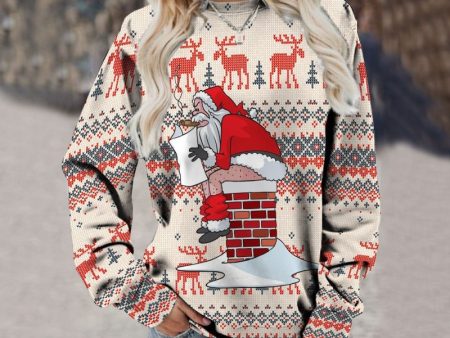 Wholesale Christmas Printed Long Sleeve Sweatshirt Crew Neck Sweatshirt on Sale