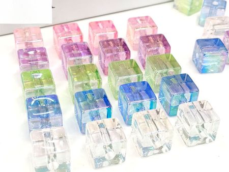 Wholesale 100PCS Pack Colorful Transparent UV Square 13mm DIY Acrylic Beads Online Hot Sale