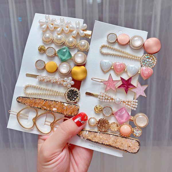 Wholesale 8-piece Pearl Set Combination Metal Hair Clips Discount