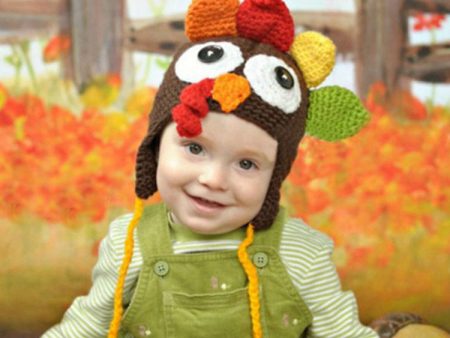 Wholesale Hand Knitted Parent-child Style Thanksgiving Turkey Earflaps Knitted Hat Online Hot Sale