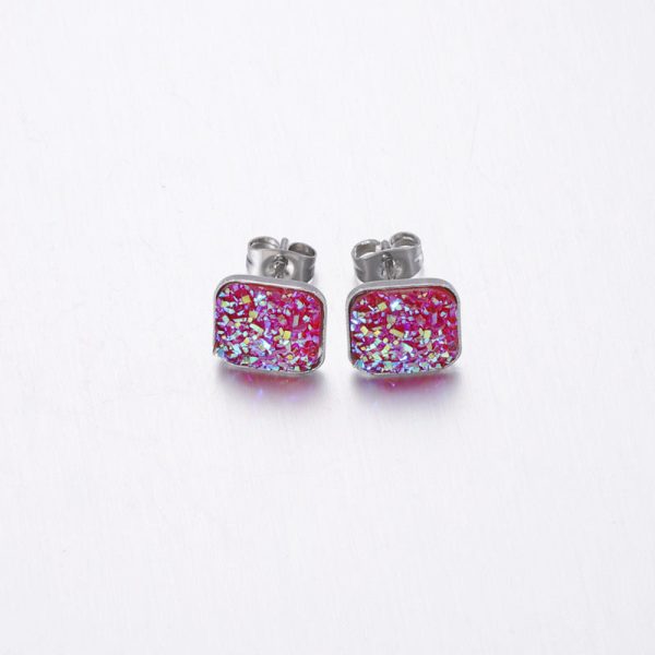 Wholesale personalized sweet multi-standard square baby s breath rhinestone earrings Online now