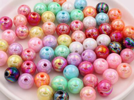 Wholesale 20pcs DIY Jewelry Accessories 14mm Acrylic AB Color Straight Hole Round Beads Hot on Sale