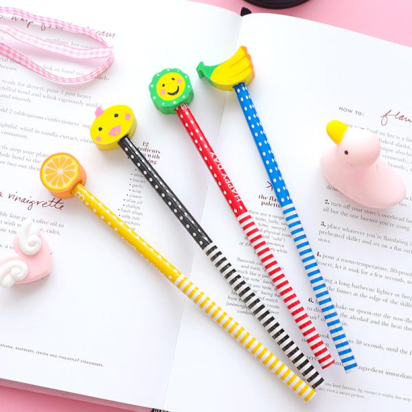 Wholesale Cute Cartoon Animal Eraser Wooden Pencil For Sale