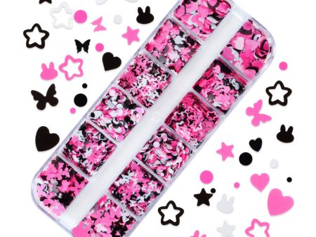 Wholesale Black and Pink Rabbit Love Circle Nail Stickers Pet Sequins Supply