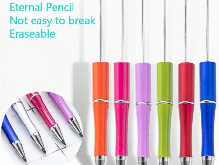 Wholesale 100pcs Plastic Beaded Pencil No Sharpening No Ink Continuous Writing Pencil Fashion