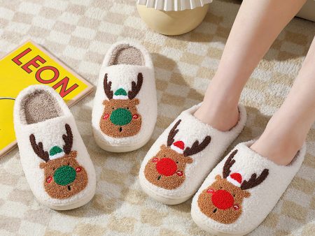 Wholesale New Christmas Elk Thick Anti-slip Cute Winter Cotton Slippers For Cheap