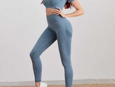 Wholesale Short Sleeved Long Pants, Sports Stretch Nylon Yoga Suit Set Hot on Sale