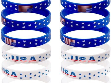 Wholesale 100PCS US Flag Independence Day Commemorative Party Silicone Bracelet Supply