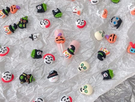 Wholesale 10PCS Pack Halloween Little Ghost Pumpkin Resin Nail Decoration Sale