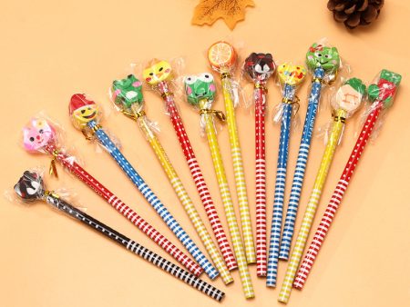 Wholesale Cute Cartoon HB Wooden Pencil with Eraser Sale