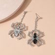 Wholesale 2pairs pack Halloween Black Spider Black and White Water Diamond Long Metal Earrings Online Hot Sale