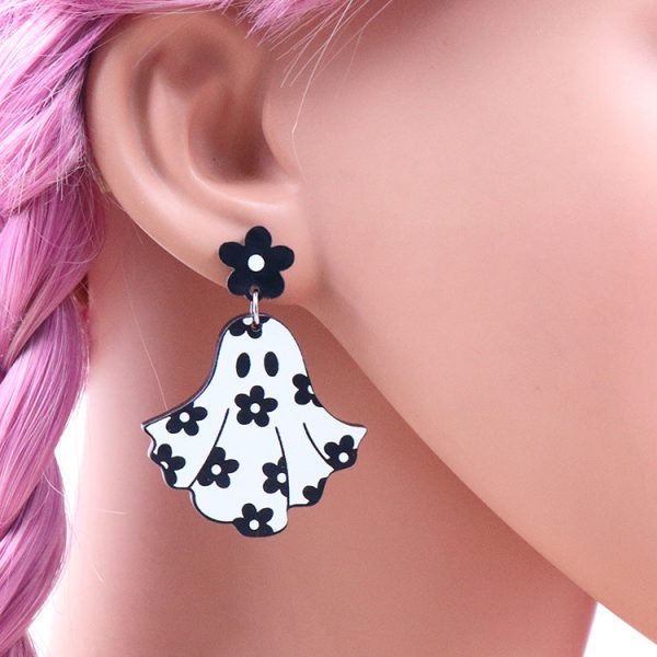 Wholesale 5pairs pack Flower Ghost Halloween Acrylic Earrings Hot on Sale