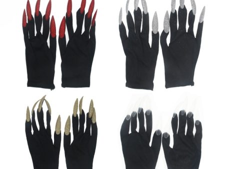 Wholesale 2PCS Halloween Fashion Accessory Gold Powder Nail Cloth Gloves Online Hot Sale