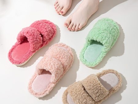 Wholesale Parallel Bar Curly Plush Cotton Slippers Cheap