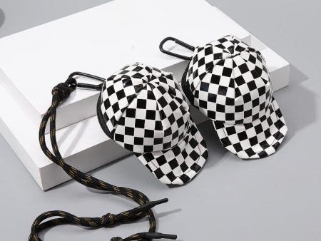 Wholesale Checkerboard Baseball Cap Headphone Bag and Wallet PU Keychain Online now