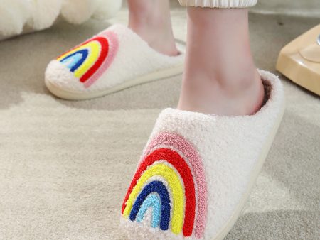 Wholesale New Rainbow Thick Anti-slip Cute Winter Cotton Slippers Sale