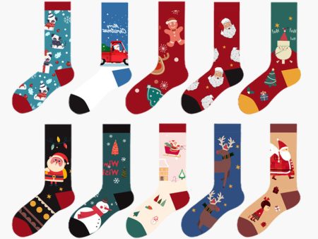 Wholesale Christmas Socks Snowman Santa Claus Cartoon Mid-calf Socks Discount