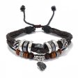 Wholesale Beaded Multi-layer Woven Leaves Men s Leather Bracelet Fashion