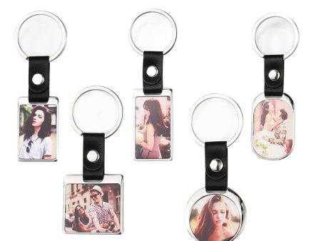 Wholesale 10PCS Zinc Alloy DIY Creative Gift Blank Leather Buckle Photo Frame Keychain For Sale