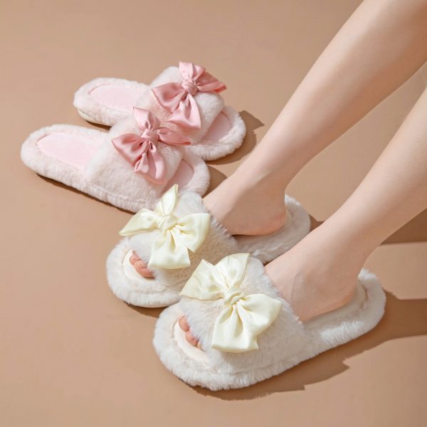 Wholesale 20pcs Open Cotton Home Girl Plush Indoor Slippers For Cheap