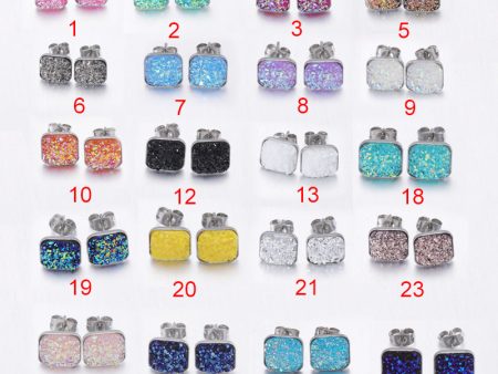 Wholesale personalized sweet multi-standard square baby s breath rhinestone earrings Online now